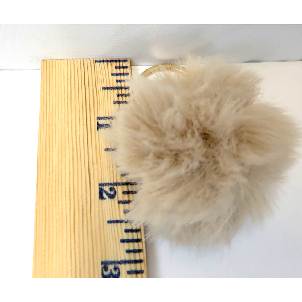 Beige Faux Fur Pom Pom Keychain Fluffy Puff Key Ring Bag Charm Accessory Soft - Picture 6 of 9